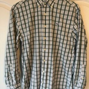 Vineyard Vines Men’s Small Green, Blue, and White Plaid Button Down Shirt